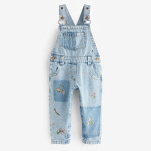 Load image into Gallery viewer, Blue Denim Embroidered Dungarees (3mths-5-6yrs)
