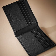 Load image into Gallery viewer, Black Signature Textured Leather Wallet
