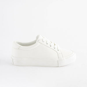 White Lace Up Smart Trainers