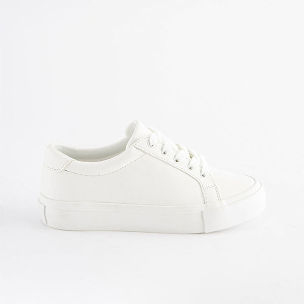 White Lace Up Smart Trainers