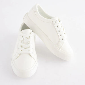 White Lace Up Smart Trainers