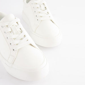 White Lace Up Smart Trainers