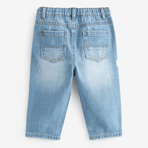 Light Blue Denim 100% Cotton Pleat Front Jeans (3mths-5-6yrs)