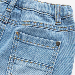 Light Blue Denim 100% Cotton Pleat Front Jeans (3mths-5-6yrs)