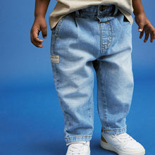 Load image into Gallery viewer, Light Blue Denim 100% Cotton Pleat Front Jeans (3mths-5-6yrs)
