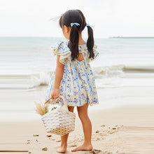 Load image into Gallery viewer, Blue Floral Angel Sleeve Dress (3mths-5-6yrs)
