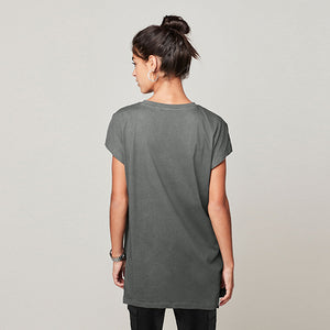 Grey Short Sleeve Gem Diamanté T-Shirt