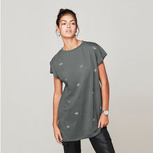 Load image into Gallery viewer, Grey Short Sleeve Gem Diamanté T-Shirt
