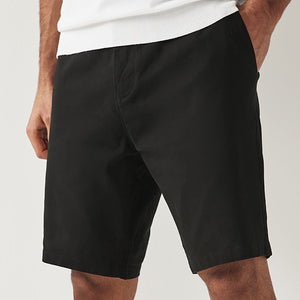 Black Slim Fit Stretch Chinos Shorts