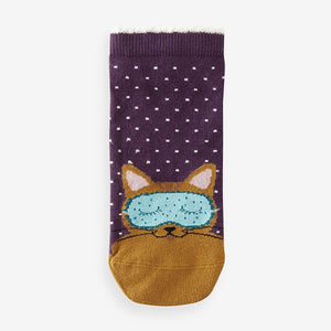 Blue/Pink Cat Spa Trainer Socks 4 Pack