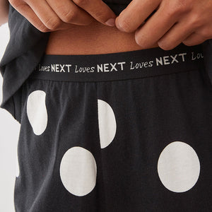 Monochrome Spot Short Sleeve 100% Cotton Pyjamas