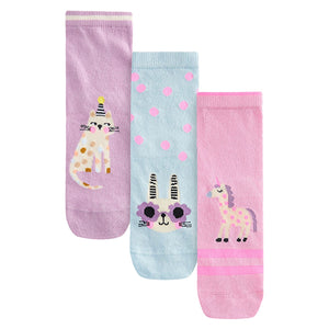 Multi Cotton Rich Character Ankle Socks 3 Pack