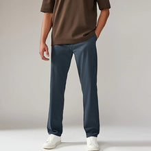 Load image into Gallery viewer, Blue Grey Mid Straight Fit Stretch Chinos Trousers
