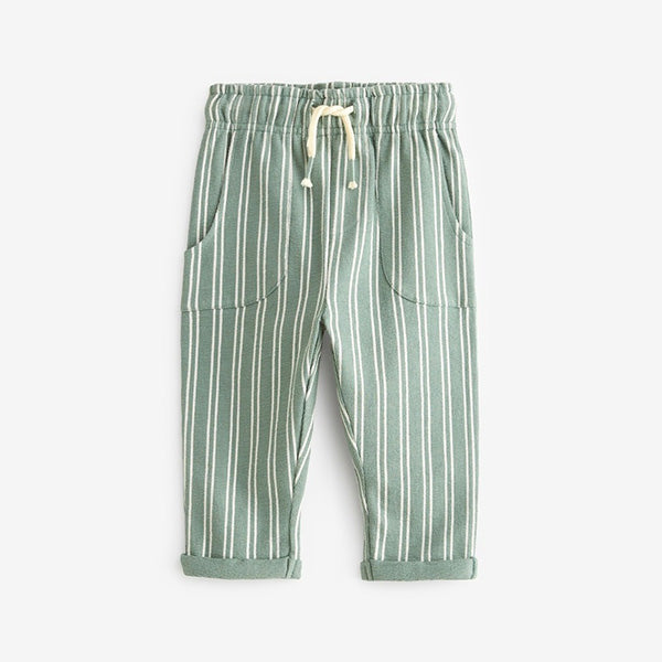 Light Blue/Teal Lightweight 100% Cotton Stripe Jersey Joggers (3mths-6yrs)