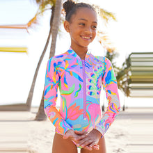 Load image into Gallery viewer, Multi Bright Unicorn Long Sleeved Swimsuit (3-12yrs)
