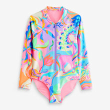 Load image into Gallery viewer, Multi Bright Unicorn Long Sleeved Swimsuit (3-12yrs)
