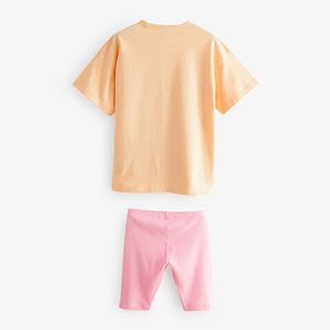 Cream/ Yellow/ Pink 100% Cotton Short Pyjamas 2 Pack