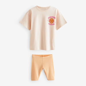 Cream/ Yellow/ Pink 100% Cotton Short Pyjamas 2 Pack