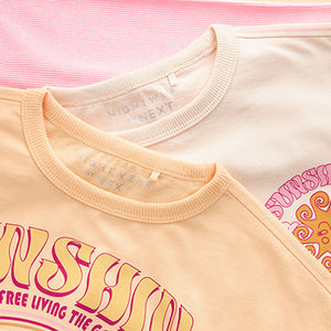 Cream/ Yellow/ Pink 100% Cotton Short Pyjamas 2 Pack