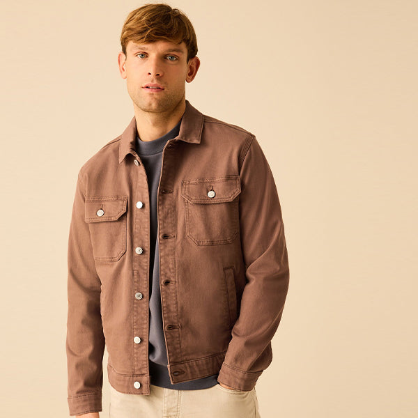 Rust Brown Denim Trucker Jacket