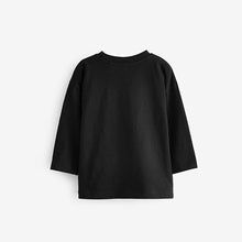 Load image into Gallery viewer, Black Slogan Long Sleeves Semi Plain T-Shirt (3mths-6yrs)

