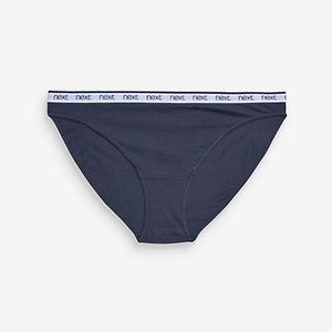 Pink/Blue Stripe Hight Leg Cotton Rich Logo Knickers 4 Pack