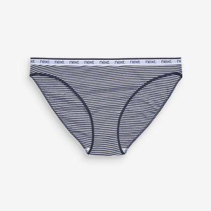 Pink/Blue Stripe Hight Leg Cotton Rich Logo Knickers 4 Pack