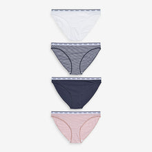 Load image into Gallery viewer, Pink/Blue Stripe Hight Leg Cotton Rich Logo Knickers 4 Pack
