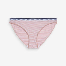 Load image into Gallery viewer, Pink/Blue Stripe Hight Leg Cotton Rich Logo Knickers 4 Pack
