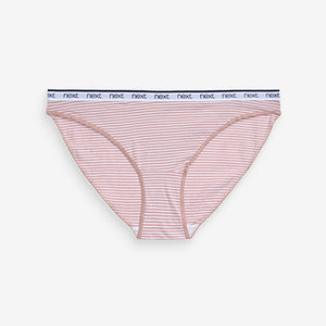 Pink/Blue Stripe Hight Leg Cotton Rich Logo Knickers 4 Pack