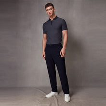 Load image into Gallery viewer, Dark Charcoal Grey Slim Fit Smart Quarter Zip Polo Shirt

