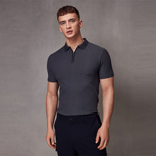 Load image into Gallery viewer, Dark Charcoal Grey Slim Fit Smart Quarter Zip Polo Shirt
