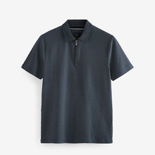 Load image into Gallery viewer, Dark Charcoal Grey Slim Fit Smart Quarter Zip Polo Shirt
