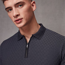 Load image into Gallery viewer, Dark Charcoal Grey Slim Fit Smart Quarter Zip Polo Shirt
