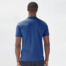 Load image into Gallery viewer, Mid Blue Regular Fit Short Sleeve Pique Polo Shirt
