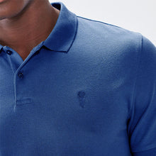 Load image into Gallery viewer, Mid Blue Regular Fit Short Sleeve Pique Polo Shirt
