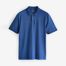 Load image into Gallery viewer, Mid Blue Regular Fit Short Sleeve Pique Polo Shirt
