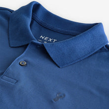 Load image into Gallery viewer, Mid Blue Regular Fit Short Sleeve Pique Polo Shirt
