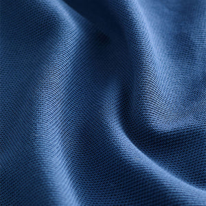 Mid Blue Regular Fit Short Sleeve Pique Polo Shirt