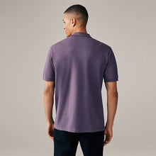 Load image into Gallery viewer, Purple Regular Fit Short Sleeve Pique Polo Shirt
