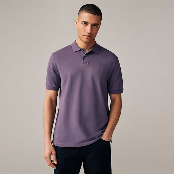 Purple Regular Fit Short Sleeve Pique Polo Shirt