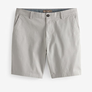 Light Grey Straight Fit Stretch Chinos Shorts