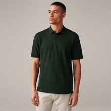 Load image into Gallery viewer, Olive Green Regular Fit Short Sleeve Pique Polo Shirt
