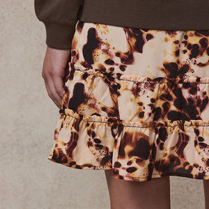 Chocolate Brown Swirl Long Sleeve Printed Layered Sweatshirt Dress