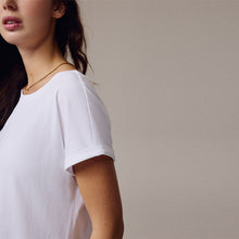 Load image into Gallery viewer, White Round Neck Cap Sleeve 100% Cotton T-Shirt
