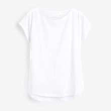 Load image into Gallery viewer, White Round Neck Cap Sleeve 100% Cotton T-Shirt
