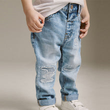 Load image into Gallery viewer, Light Blue Denim 100% Cotton Distressed Jeans (3mths-5-6yrs)
