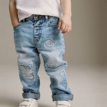 Load image into Gallery viewer, Light Blue Denim 100% Cotton Distressed Jeans (3mths-5-6yrs)
