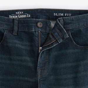 Blue Dark Washed Single Slim Fit Classic Stretch Jeans
