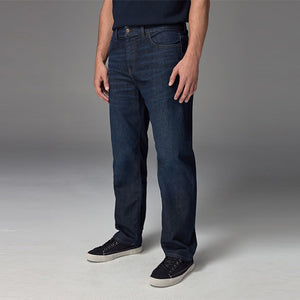 Blue Indigo Rinse Straight Fit Vintage Wash Denim Jeans